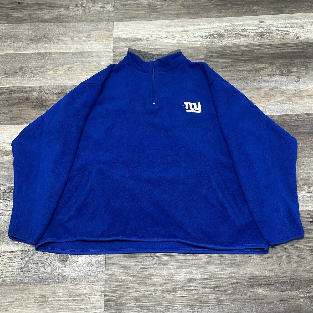 Vintage 90s Puma Blue‎ Mens XL Puma NFL NY Giants Quarter Zip Fleece Sweatshirt